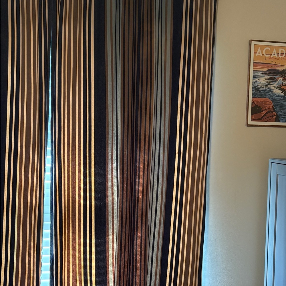 Pottery Barn Teen Striped Denim Blackout Curtains